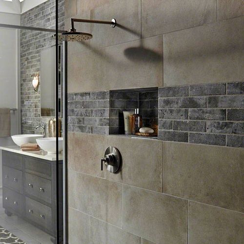 Ceramic tile shower wall